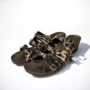 🌻NEW w/box Vionic Park Rizzo Leopard Tan & Brown Triple Slide Sandal Size 8